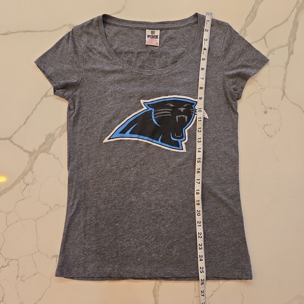 NFL x Victoria's Secret Carolina Panthers T-Shirt Gray Blue Womens Size Medium - Picture 3 of 8